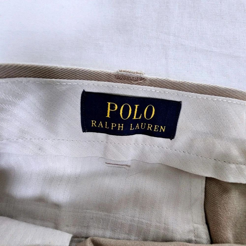 Polo Ralph Lauren Mens Big & Tall Khaki Chino Pants 46x30 Tan Cotton Twill
